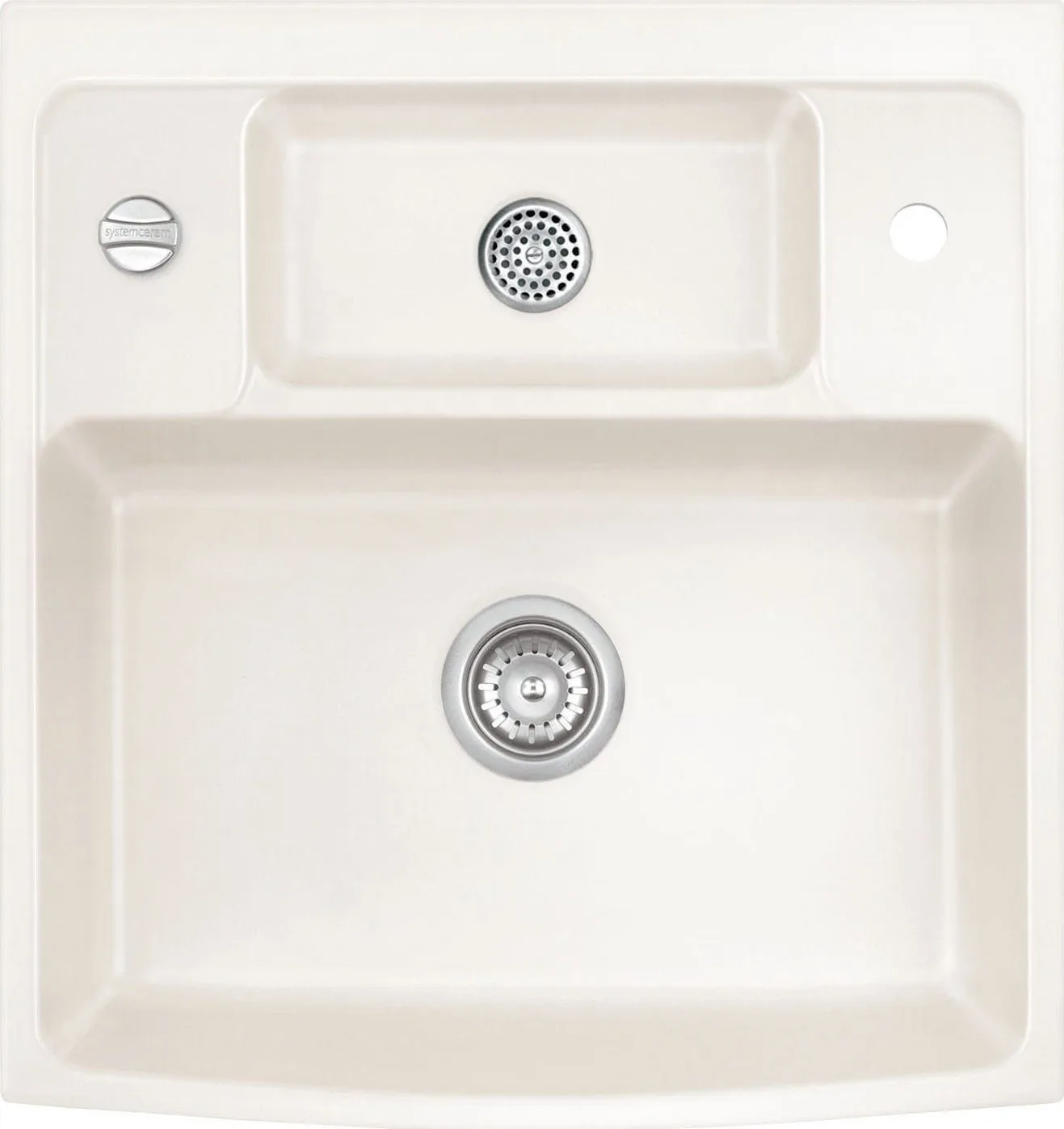 Zlewozmywak SYSTEMCERAM Systemceram Centra 60 Magnolia, zlewozmywak ceramiczny, korek automatyczny
