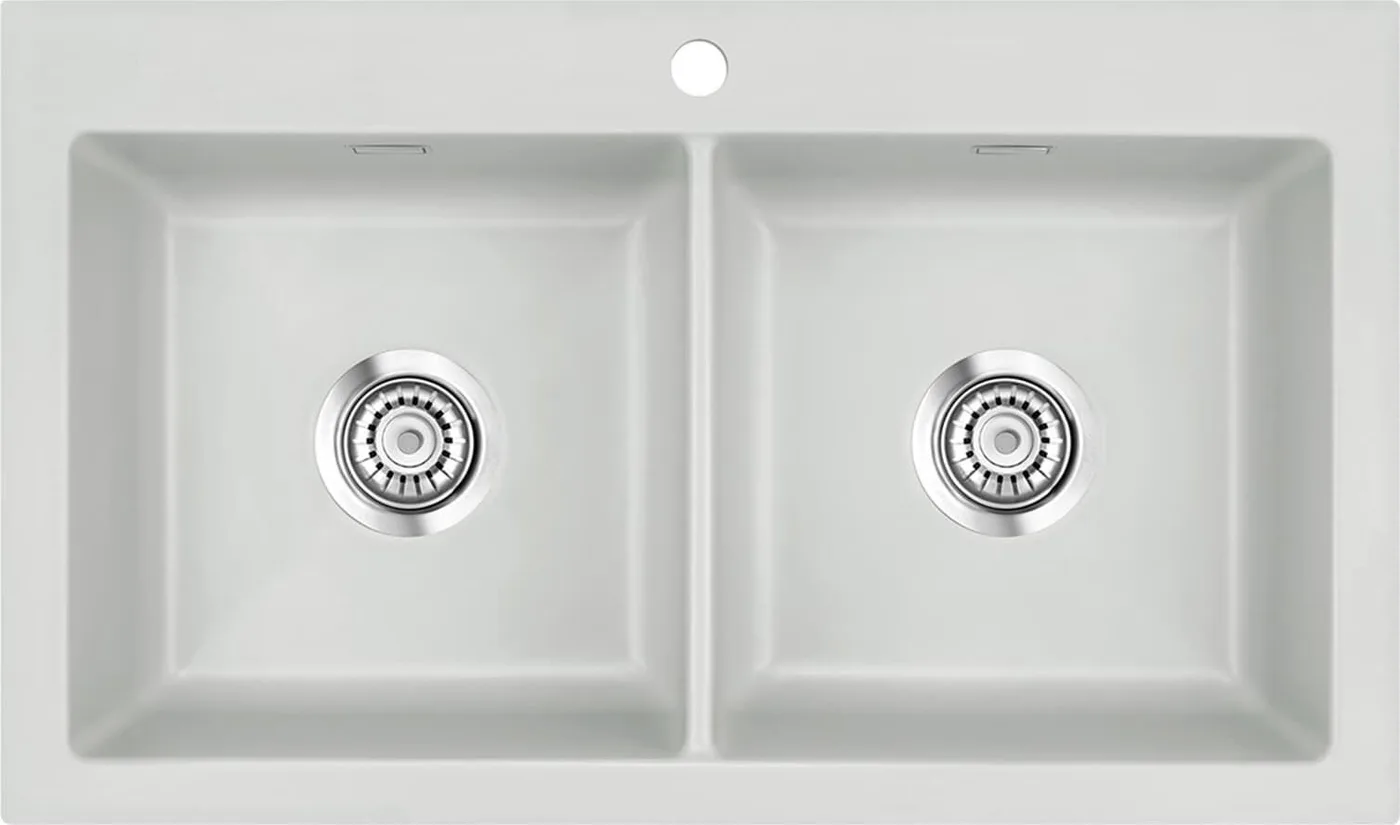 Zlewozmywak SYSTEMCERAM Systemceram Mera Twin Alu, Zlewozmywak ceramiczny, korek manualny,