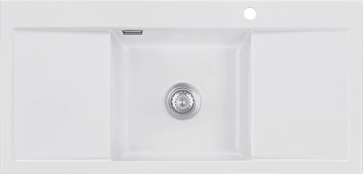 Zlewozmywak SYSTEMCERAM Mera Middle Satin, zlew ceramiczny, korek manualny