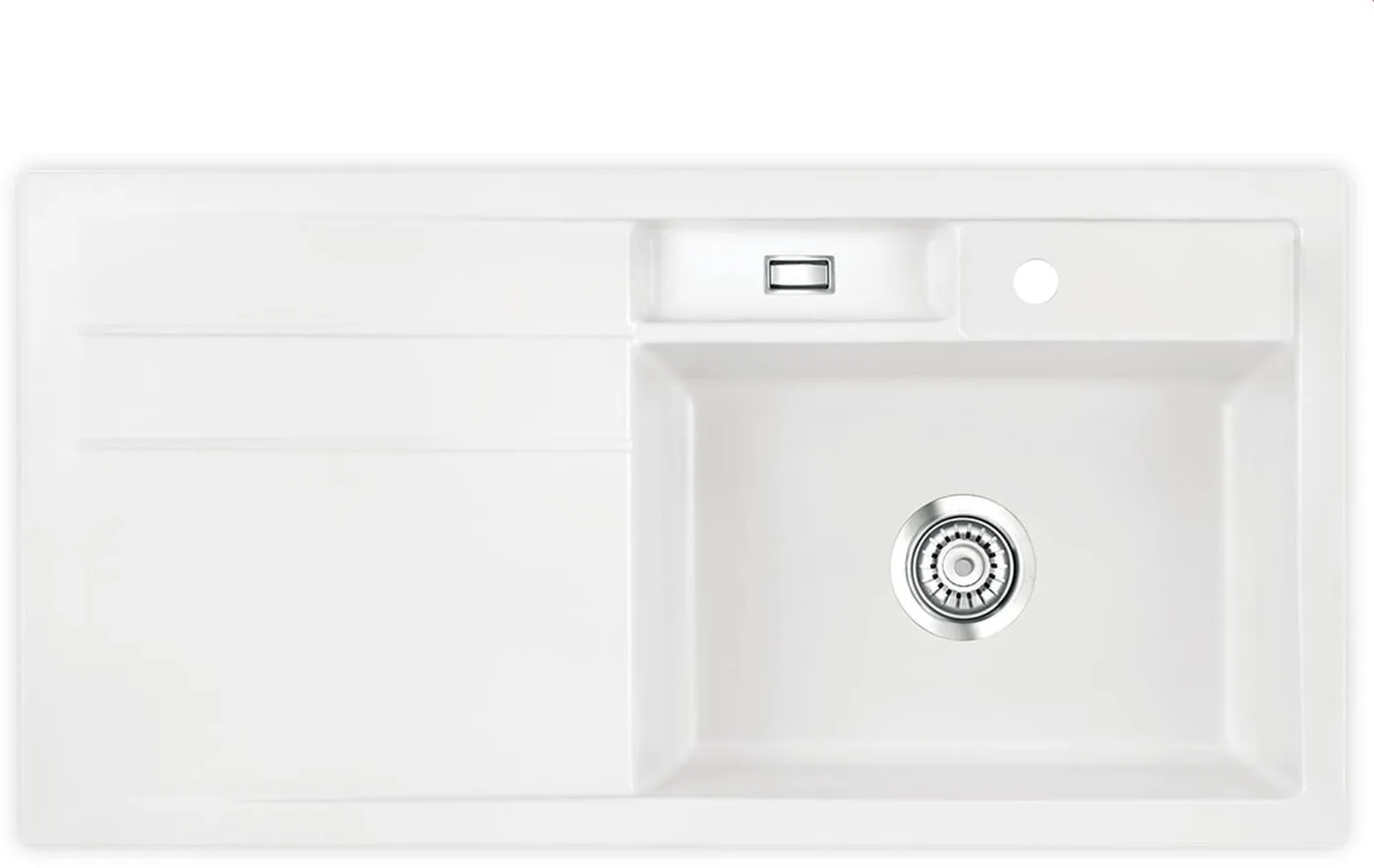 Systemceram Bela 100 Polar, zlewozmywak ceramiczny, korek manualny
