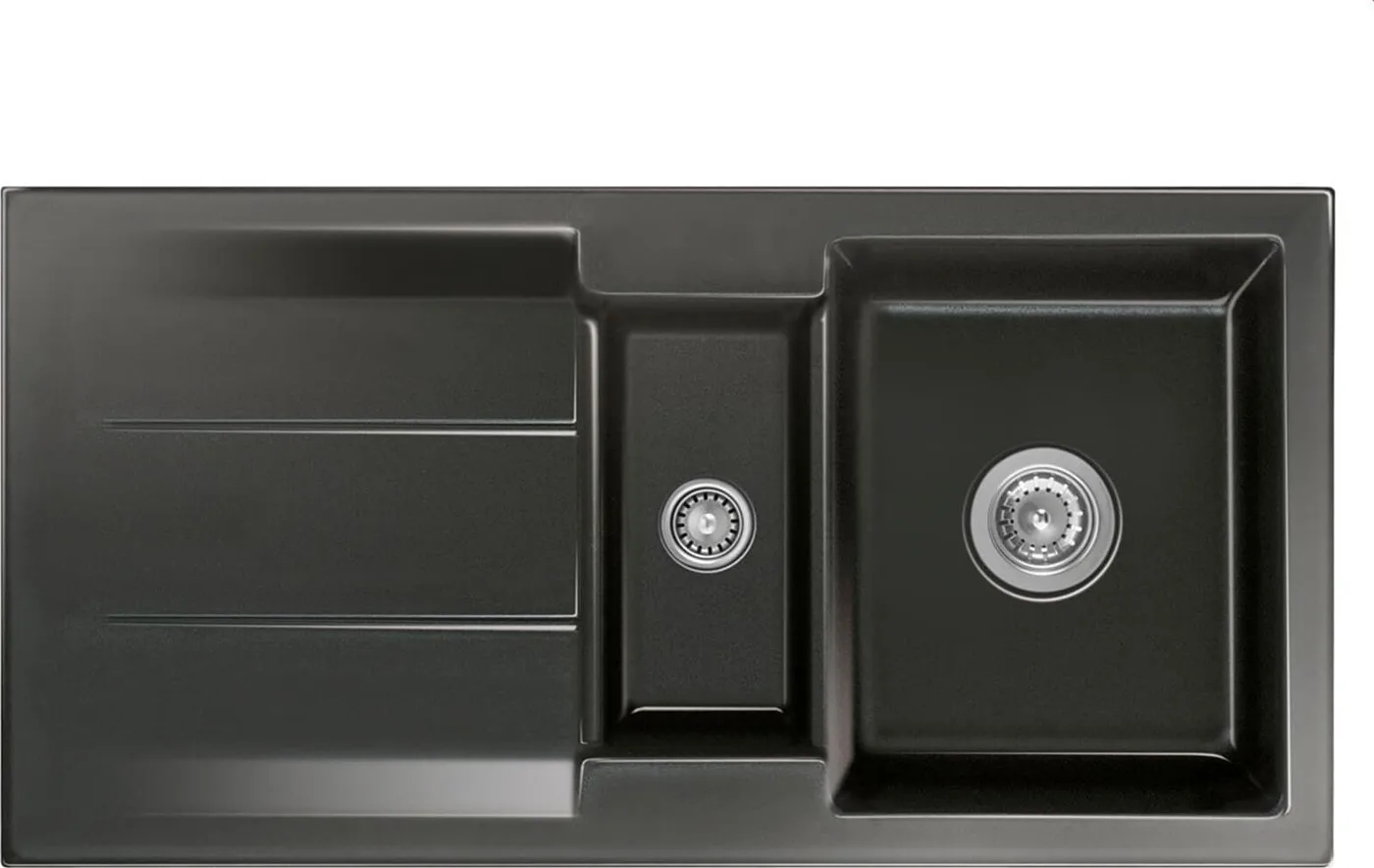 Zlewozmywak SYSTEMCERAM Genea 100 Nero, Zlewozmywak ceramiczny, korek manualny