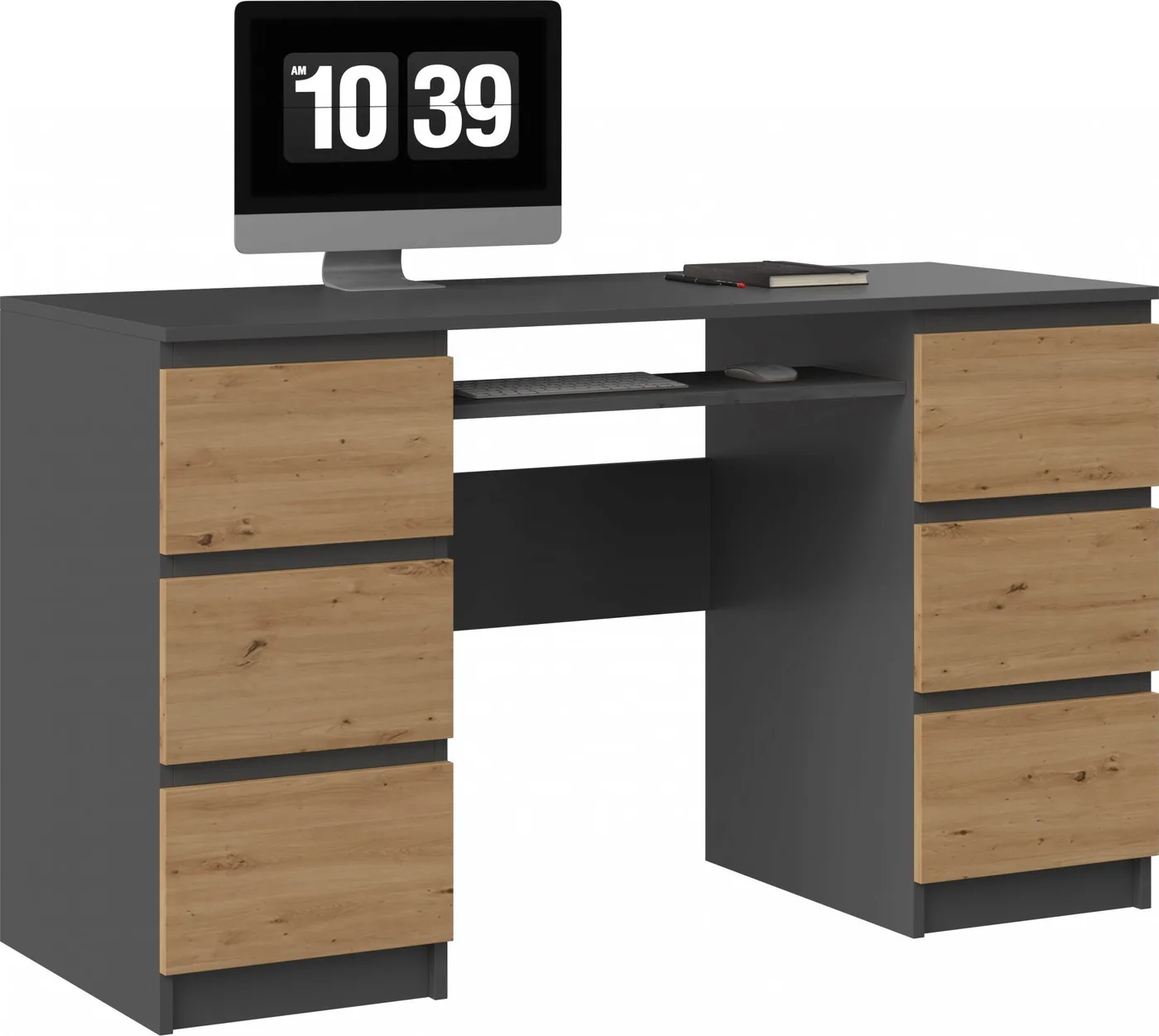 Biurko Topeshop Kuba Antracytowe 130 cm x 51 cm