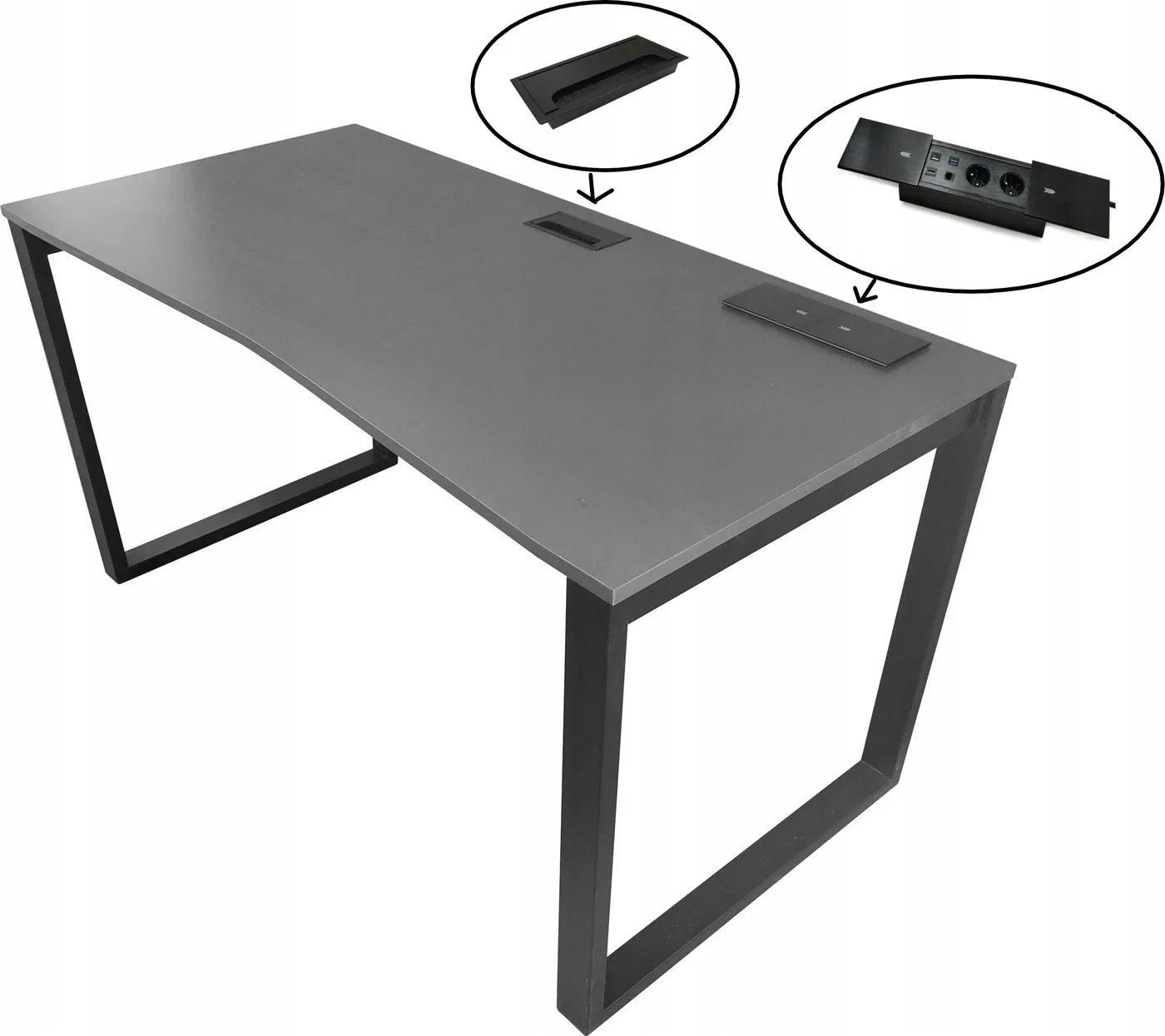 Biurko Zdesk AC-LT/B-Pp/B-GN/B Grafitowe 138 cm x 68 cm