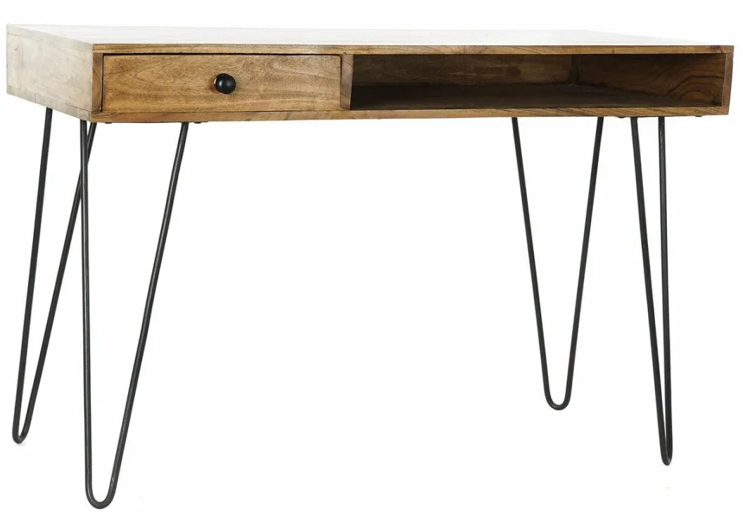 Biurko DKD Home Decor 115 x 55 x 76 cm Naturalny Czarny Metal