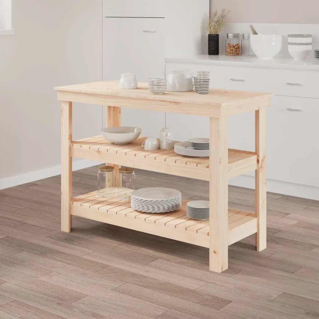 Biurko vidaXL Stolik roboczy, 110,5x50x80 cm, lite drewno sosnowe