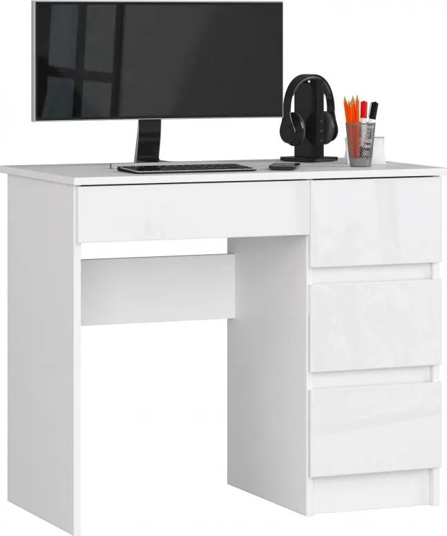 Biurko Fabryka Mebli Akord A-7 Białe z połyskiem 90 cm x 50 cm