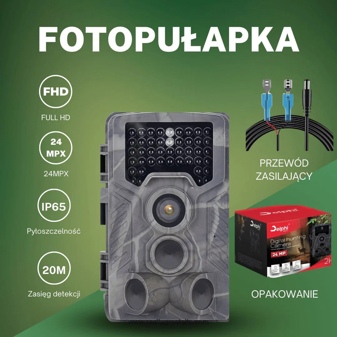 Kamera IP Delphi Tools Fotopułapka IR 940nm Kamera myśliwska leśna Full HD