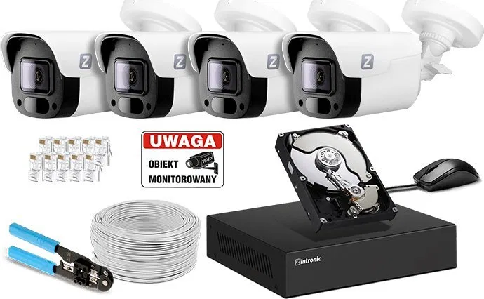 Kamera IP Zintronic Zestaw do monitoringu Zintronic IKTP430LV2-4POE-4KAM
