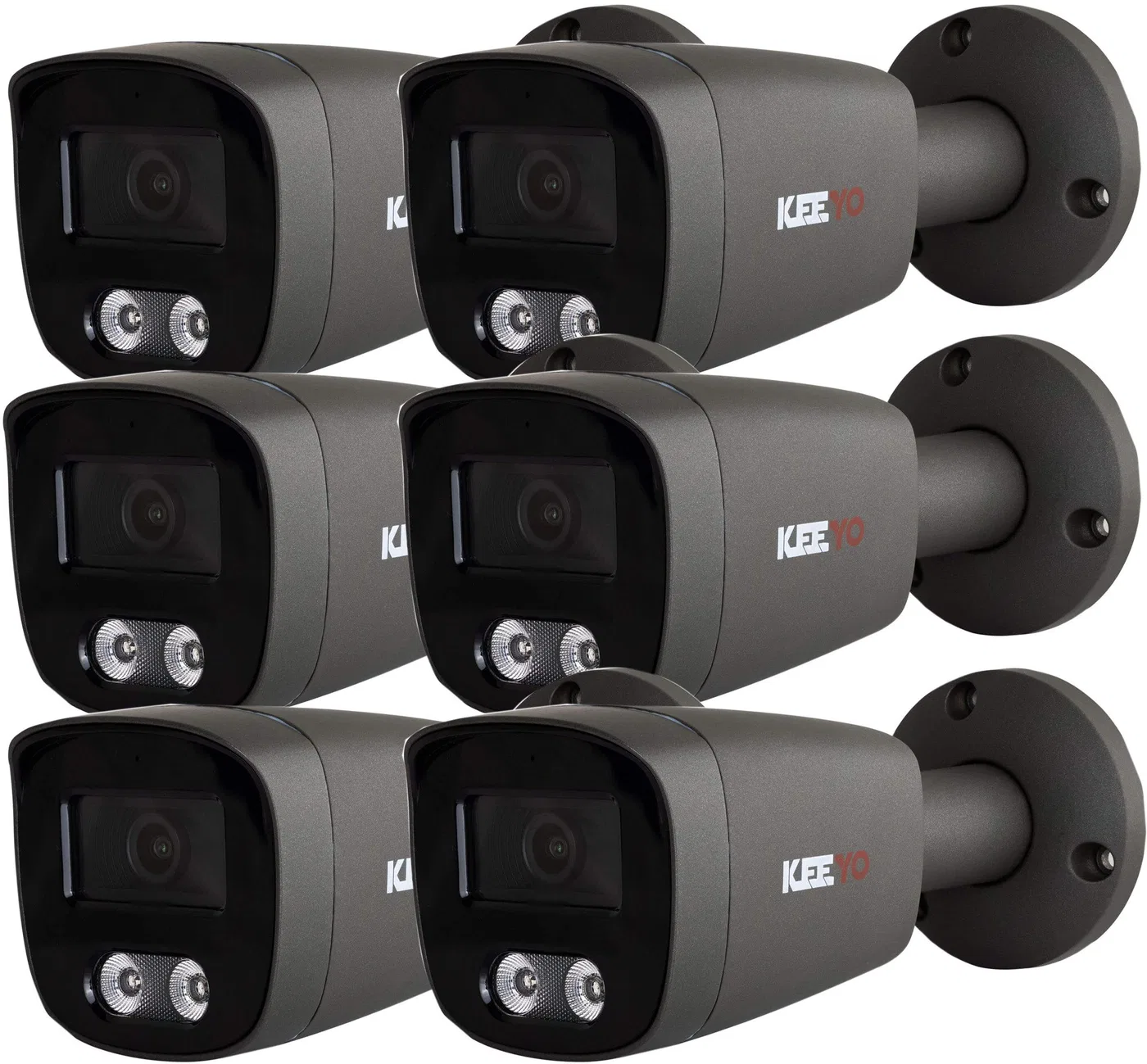 Zestaw kamer tubowych IP 6x KEEYO LV-V-IP5M25TF-G-II 5Mpx IR 25m  AI Audio