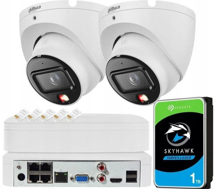 Zestaw Monitoringu PoE DAHUA 2 Kamery 6Mpx Full Kolor Dual Light Zewnętrzny