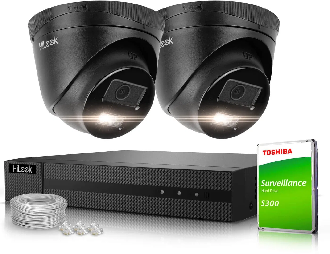 Zestaw do monitoringu 2x IPCAM-T4-30DL Black 4Mpx Dual-Light 30m HiLook by Hikvision