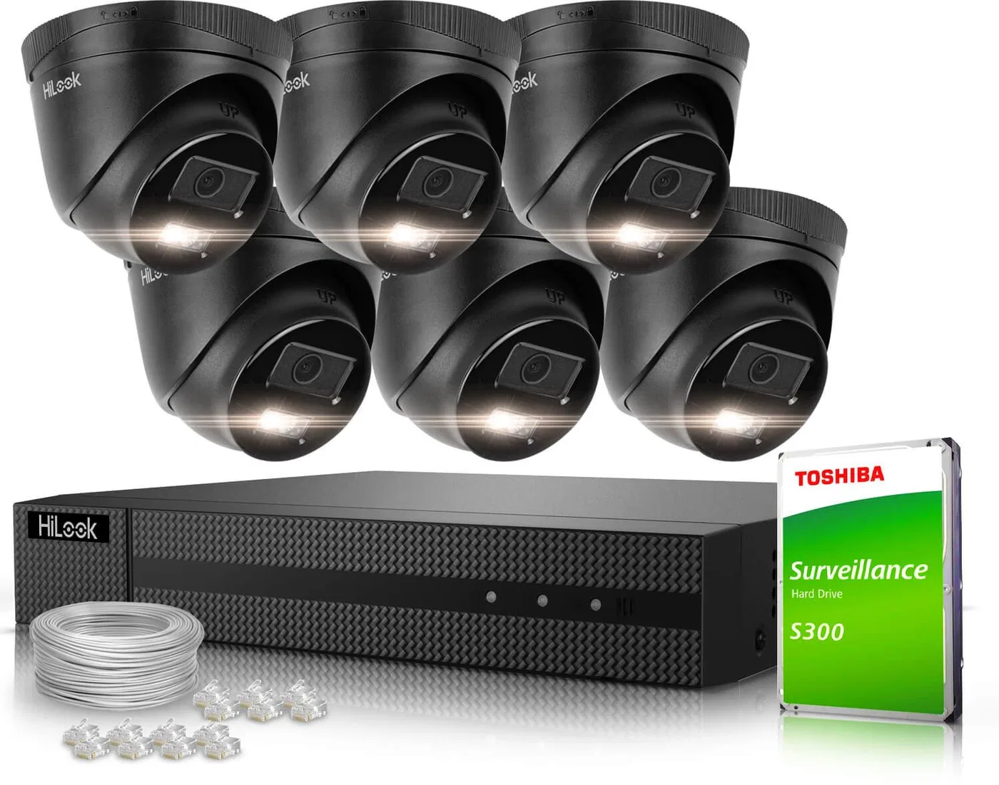 Zestaw do monitoringu 6x IPCAM-T4-30DL Black 4Mpx Dual-Light 30m HiLook by Hikvision