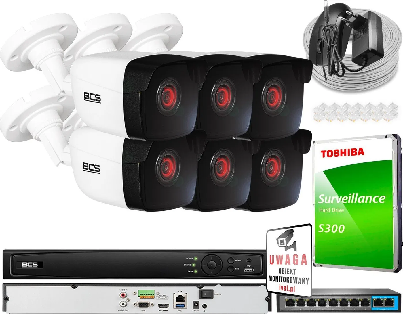 BCS View Oferta monitoringu 6x kamera 5 MPx BCS-V-TIP15FWR3 IR 30m, funkcje inteligentne