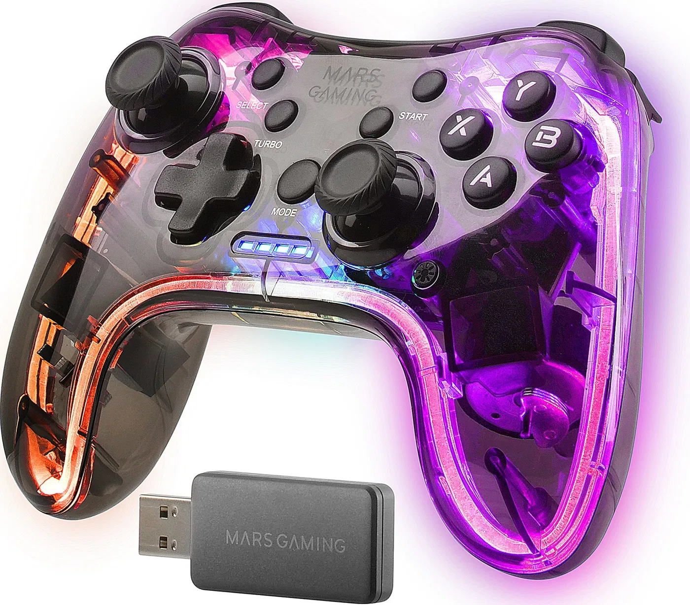 Mars Gaming MGP-24 Wireless game controller RGB / USB 2.4GHz / USB-C / X-input & D-input