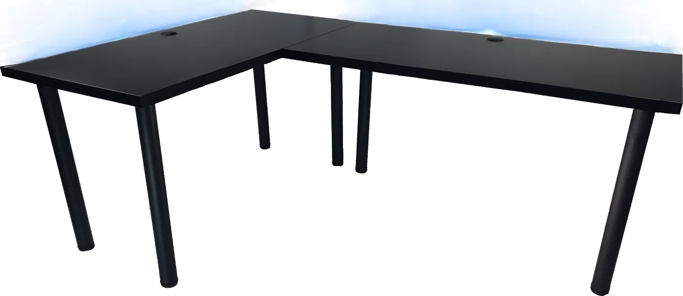 Biurko Daming Model 2 Białe 202 cmx136 cm x 2,8 cm z okrągłym przepustem na kable