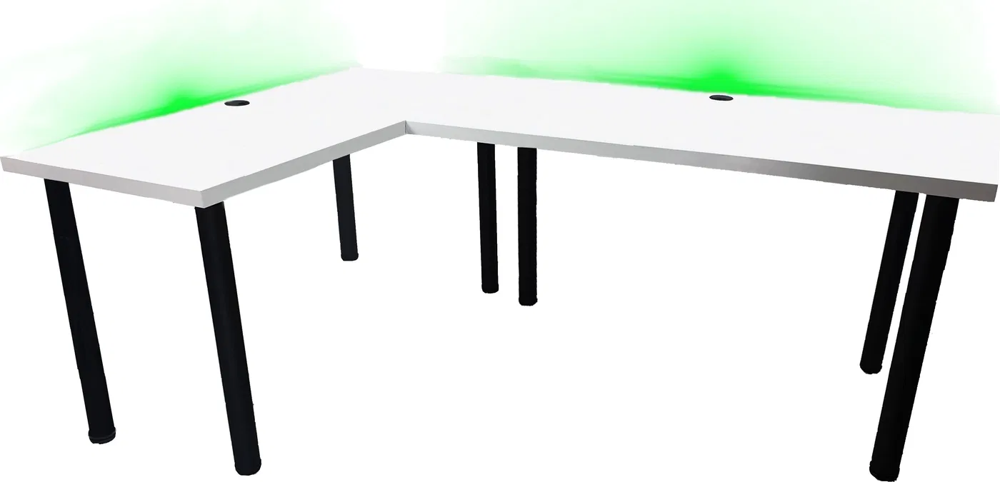 Biurko Daming Model 2 Czarne 202 cmx136 cm x 1,8 cm z okrągłym przepustem na kable