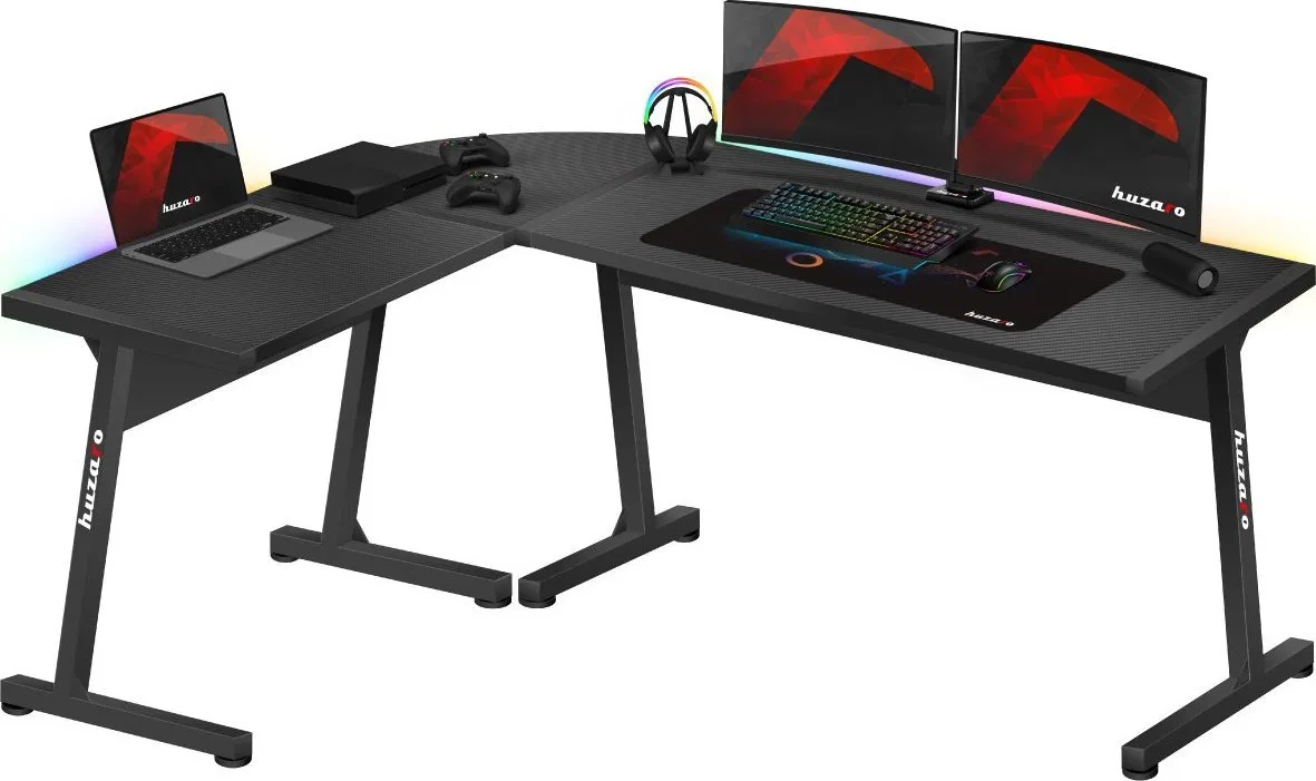 Biurko Huzaro Hero 6.0 Czarne 147 cmx112.5 cm