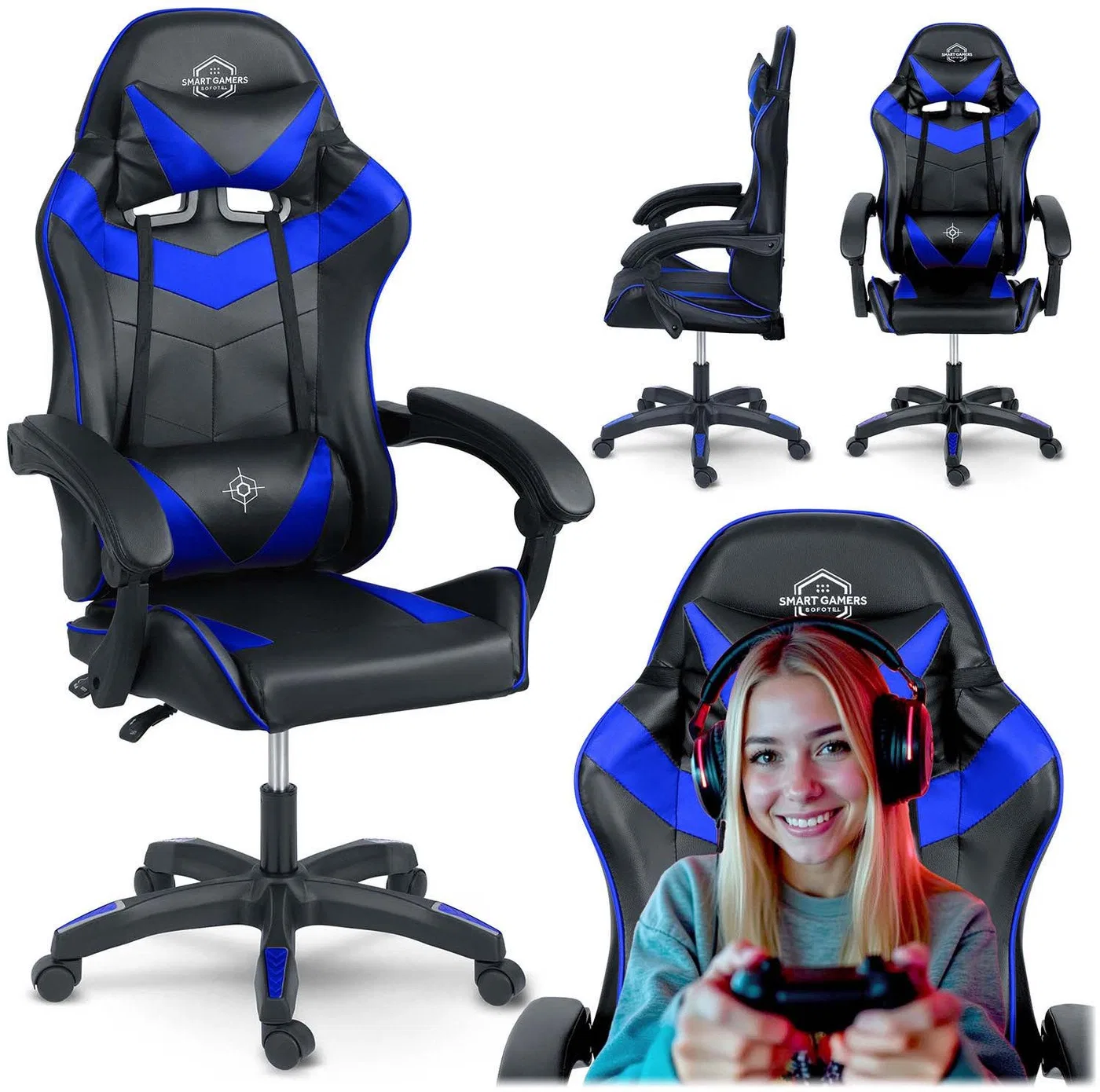Fotel gamingowy Sofotel Draknor czarno-niebieski