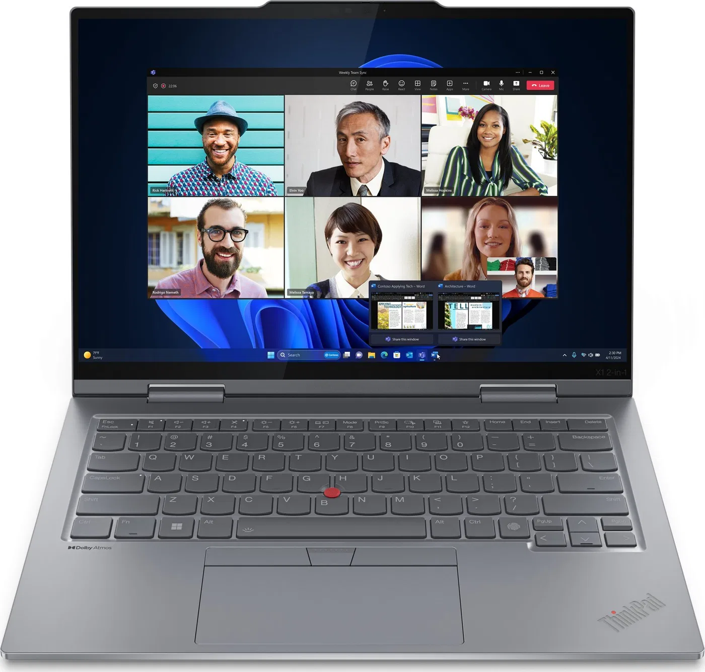 Laptop Lenovo LENOVO ThinkPad X1 2in1 G9 Intel Core Ultra 5 125U 35,56cm 14Zoll Touch WUXGA 32GB 1TB SSD UMA W11P WWAN 4G Grey Y