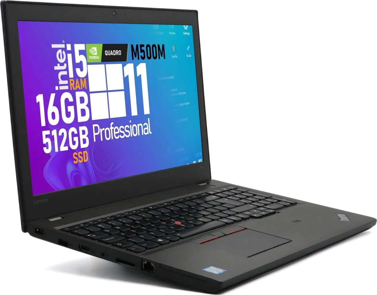 Laptop Lenovo Thinkpad P50s i5-6300U 16GB 512GB FullHD IPS Quadro M500M Windows 11 Pro
