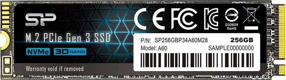 Dysk SSD Silicon Power P34A60 2TB M.2 2280 PCI-E x4 Gen3 NVMe (SP002TBP34A60M28)