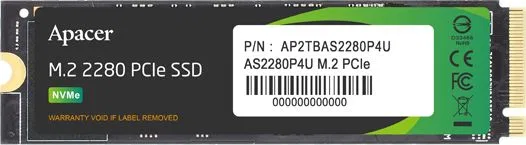 Dysk SSD Apacer AS2280P4U 1TB M.2 2280 PCI-E x4 Gen3 NVMe (AP1TBAS2280P4U-1)
