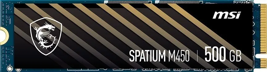 SSD MSI SPATIUM M450 500GB M.2 PCIe Gen4 NVMe 3D NAND Rašymo greitis 2300 MBytes/sec Skaitymo greitis 3600 MBytes/sec 2.15mm TBW