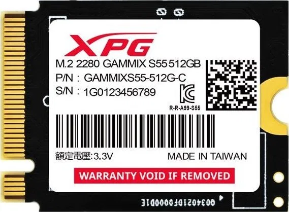 Dysk SSD ADATA Gammix S55 512GB M.2 2230 PCI-E x4 Gen4 NVMe (SGAMMIXS55-512G-C)