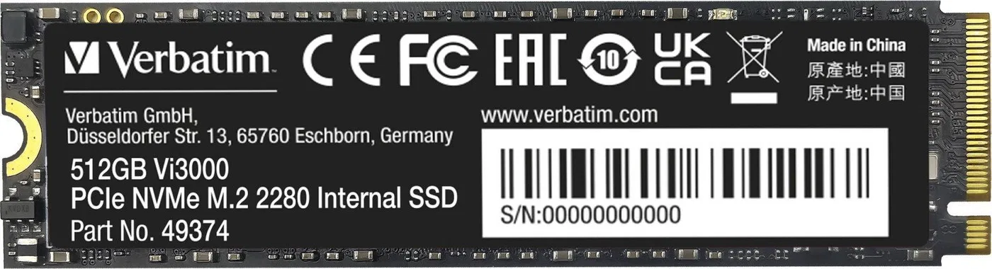 Dysk SSD Verbatim Vi3000 2TB M.2 2280 PCI-E x4 Gen4 NVMe (49376)