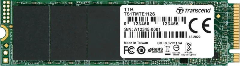 Dysk SSD Transcend 112S 1TB M.2 2280 PCI-E x4 Gen3 NVMe (TS1TMTE112S)