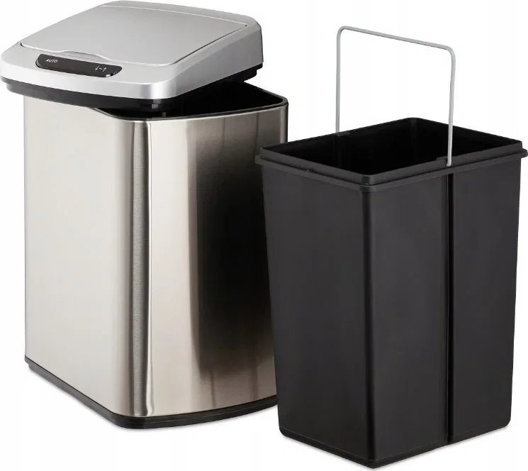 Kosz na śmieci TurboTronic Śmietnik kosz na śmieci bezdotykowy automatyczny 12 l srebrny POWYSTAWOWY