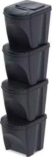 Kosz na śmieci Prosperplast KEDEN KOSZ NA ŚMIECI SORTIBOX 25L SET 4 - ANTRACYT ECO WOOD