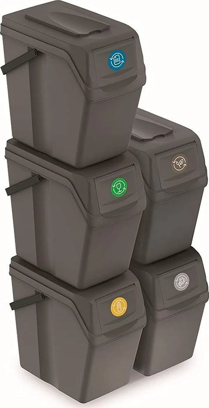 Kosz na śmieci Prosperplast Sortibox do segregacji 5 x 25L szary (ISWB25S5-405U)