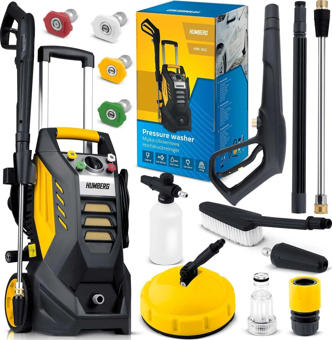 Myjka ciśnieniowa Humberg Myjka ciśnieniowa ze zwijakiem 2500W HM-302