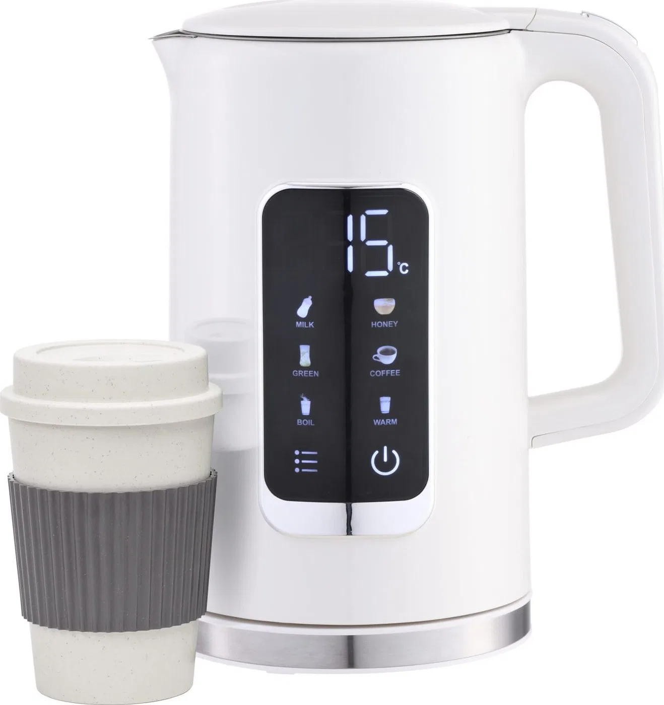 Czajnik Platinet PLATINET CZAJNIK KETTLE LCD DISPLAY 1,7L 5 TEMPERATURE SETTINGS + 450 ML TRAVEL MUG, WHITE [45980]