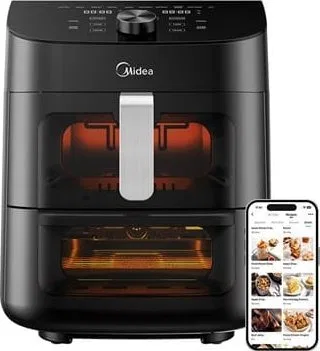 Frytkownica beztłuszczowa Midea Midea Two Zone Airfryer | MAD1100DADK | Power 1850 W | Capacity 4.4/6.4 L | Rapid Air technology