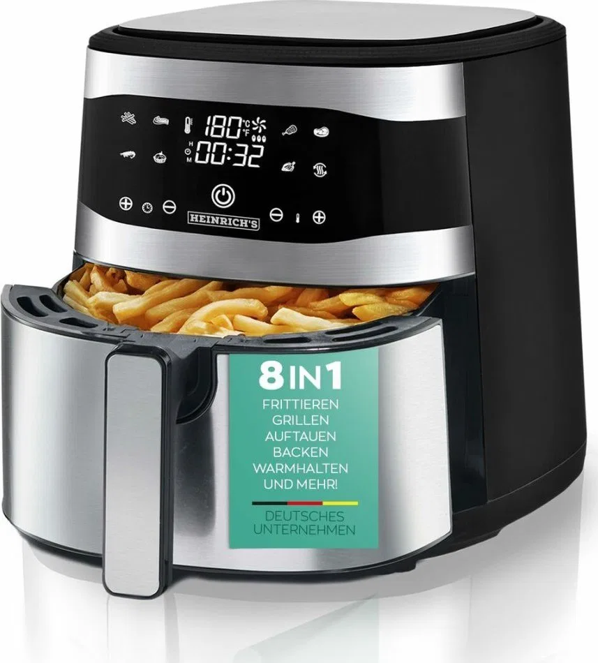 Frytkownica Heinrichs Frytkownica na gorące powietrze Heinrich's HFR 8205 Czarny Srebrzysty 1800 W 8 L
