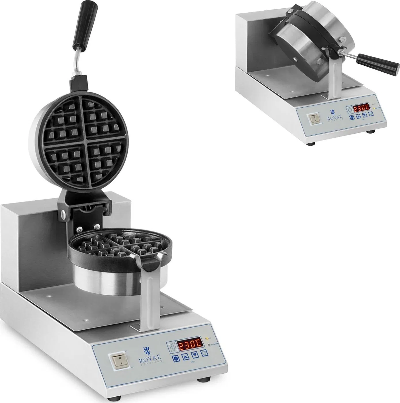 Gofrownica Royal Catering Gofrownica obrotowa do gofrów okrągłych ćwiartek śr. 18cm 1300W RCWM-1300-RE Gofrownica obrotowa do go