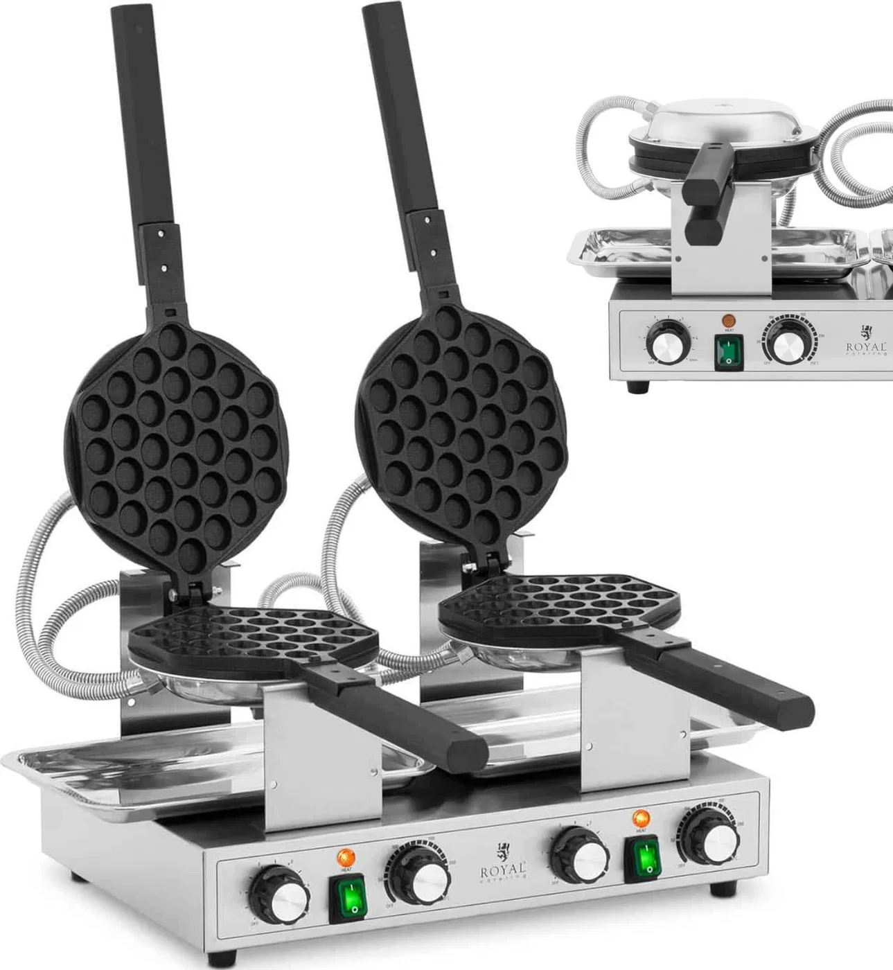 Gofrownica Royal Catering Gofrownica bąbelkowa podwójna do gofrów bubble waffle TEFLON 2 x 1400 W Gofrownica bąbelkowa podwójna