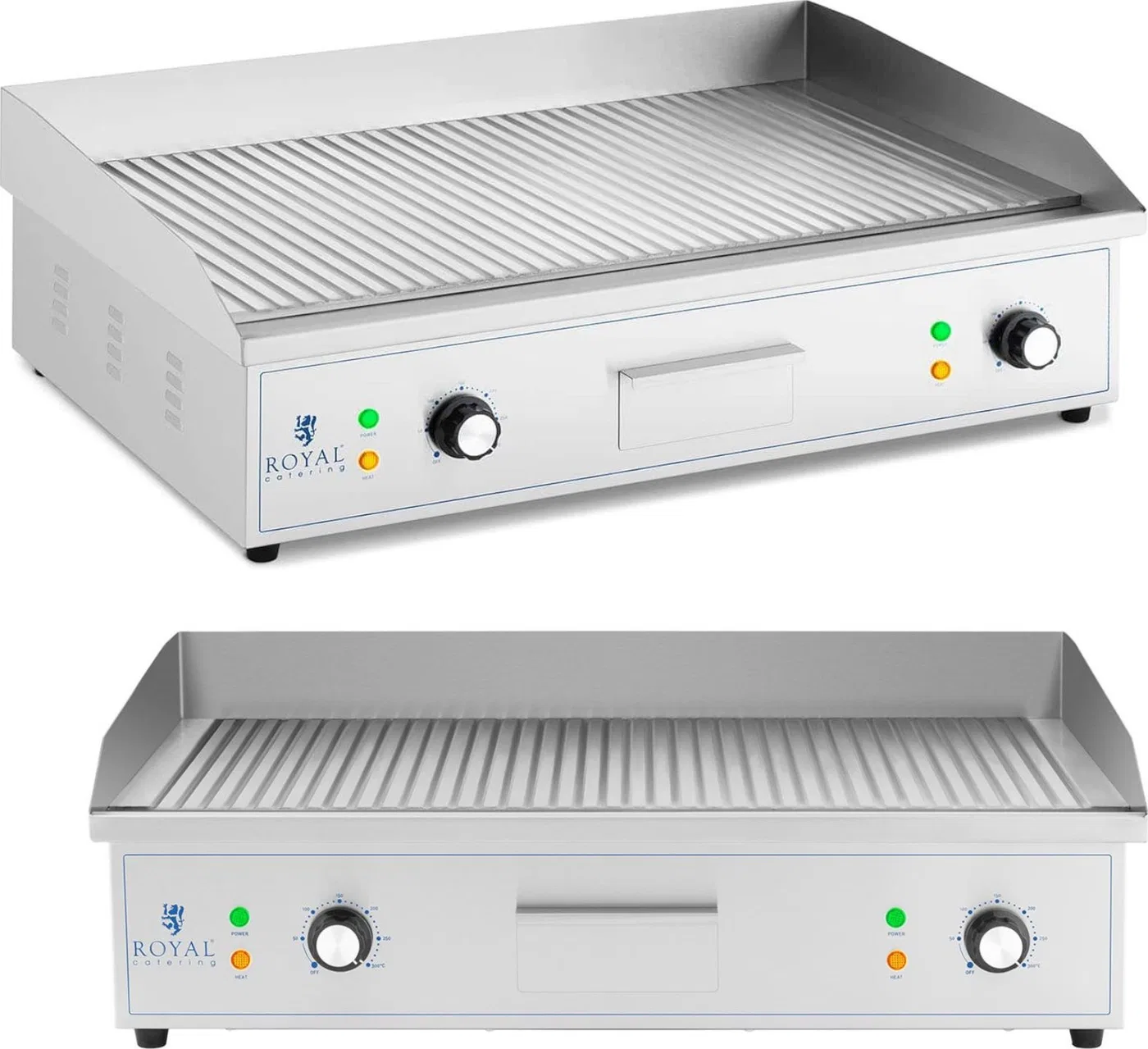 Grill elektryczny Royal Catering Grill elektryczny płyta grillowa ryflowana 700 x 400 mm 4400 W Grill elektryczny płyta grillowa