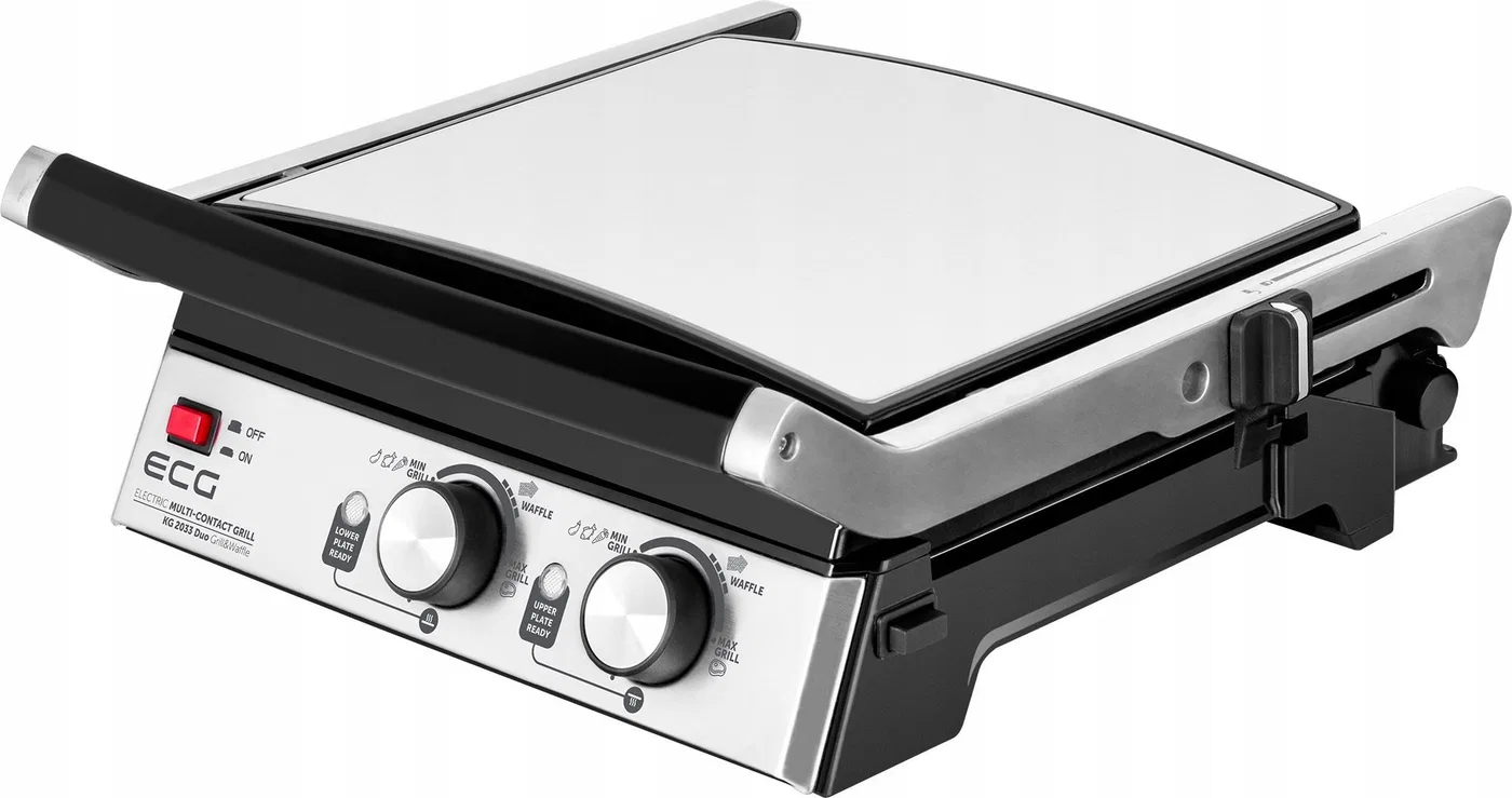 Grill elektryczny ECG ECG KG 2033 Duo Grilis & Waffle, 2000W, 4 working positions, 2 independent thermostats