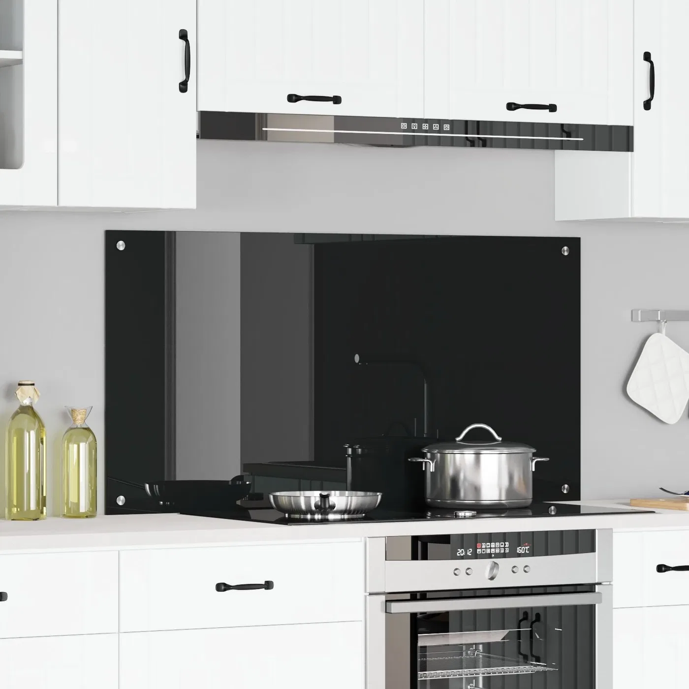 vidaXL Backsplash kuchenny Czarny Szkło 120 x 60 cm Trwały