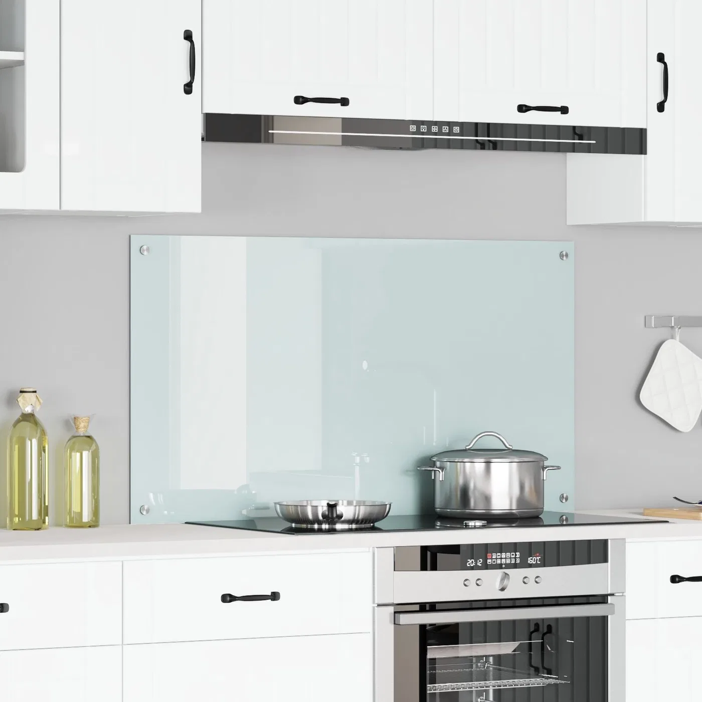 vidaXL Biała płytka backsplash Szkło hartowane 110 x 60 cm