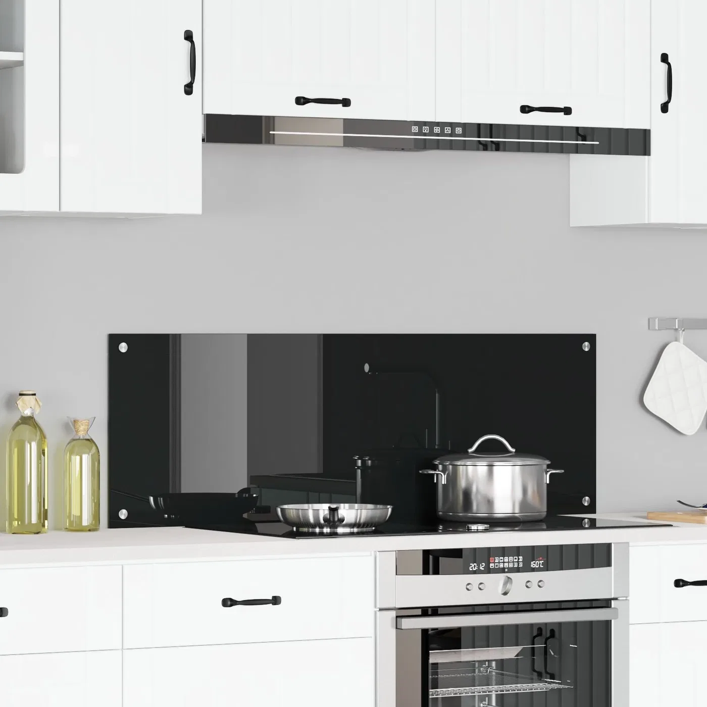 vidaXL Osłona Backsplash do Kuchni Czarna Szkło 120 x 40 cm Wytrzymała