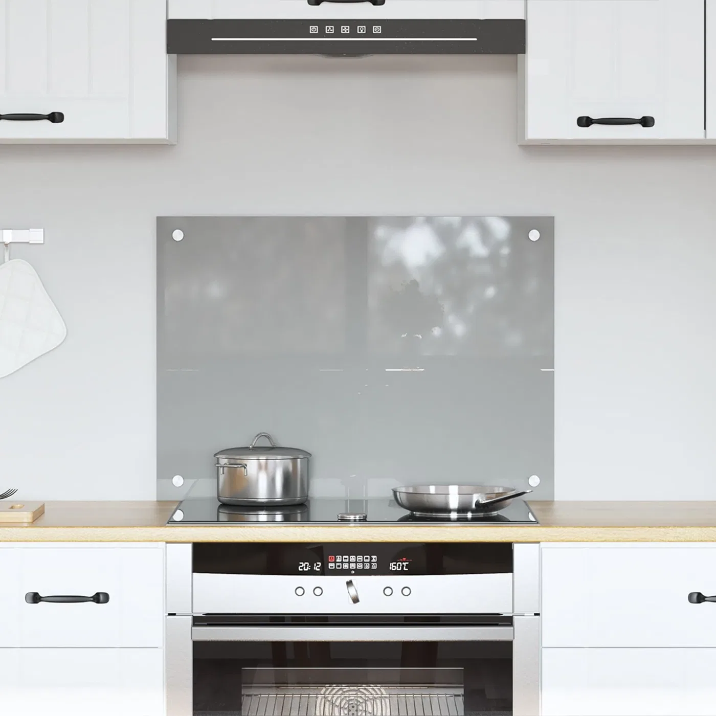 vidaXL Backsplash do kuchni Jasnoszary 70x50x0,6 cm Szkło Hartowane