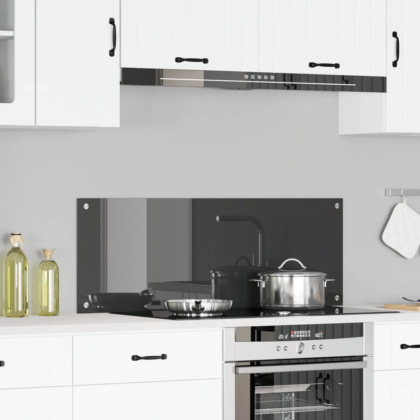 vidaXL Backsplash Kuchenny Ciemnoszary Szkło 110 x 40 cm Wytrzymały