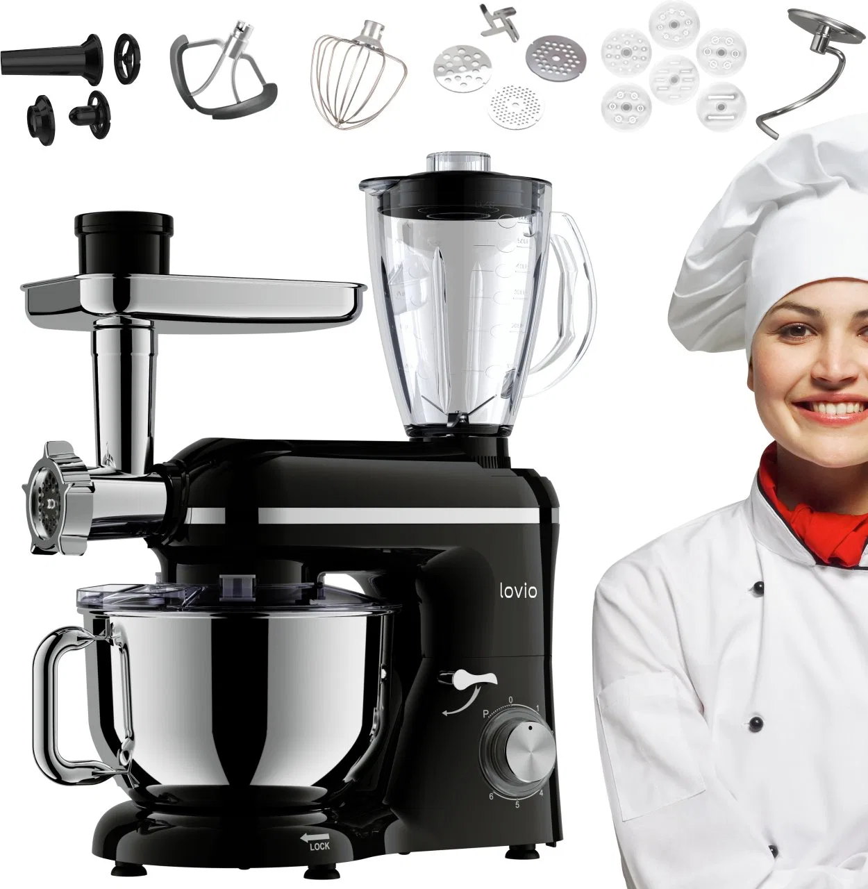 Mikser planetarny Robot kuchenny LOVIO ChefAssistant Plus czarny LVSTM02PBK