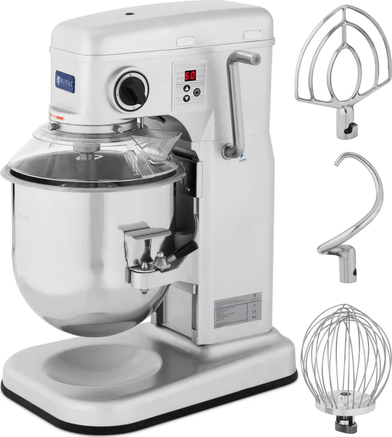Robot planetarny Royal Catering Mikser robot spiralny planetarny z opuszczaną misą RCPM-10.1B 10 l  230 V 650 W