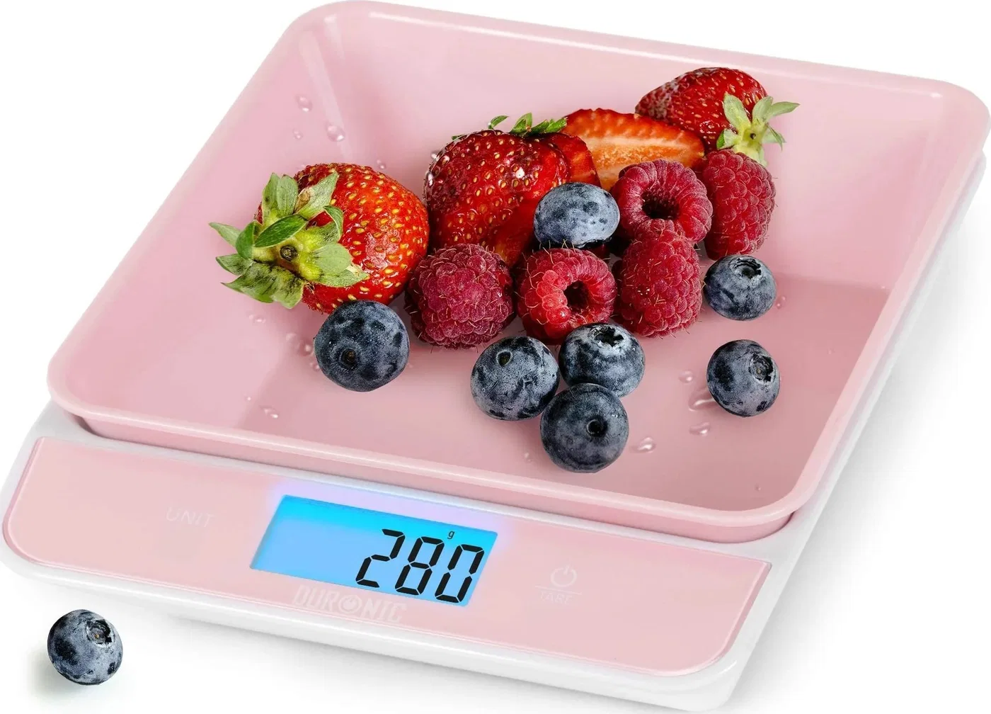 Waga kuchenna Duronic Duronic KS100 PK Elektroniczna waga kuchenna do 5kg różowa cyfrowy wyświetlacz waga z ukrytą misą.