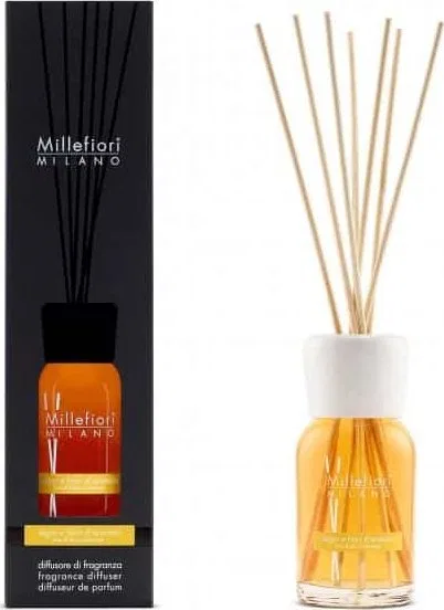 Dyfuzor zapachowy Grupa Zachodnia MM MILLEFIORI MILANO Pałeczki zapachowe 500 ml Legni E Fiori D'arancio